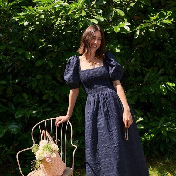 NWT Barbour Plaid Navy Macy Midi Dress Sz 6 US / 10 UK - Picture 1 of 6